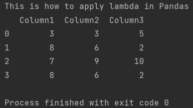 how to apply lambda in pandas