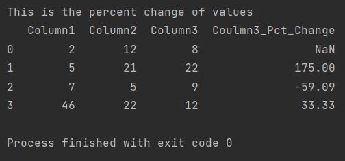 how to calculate percent change in Pandas