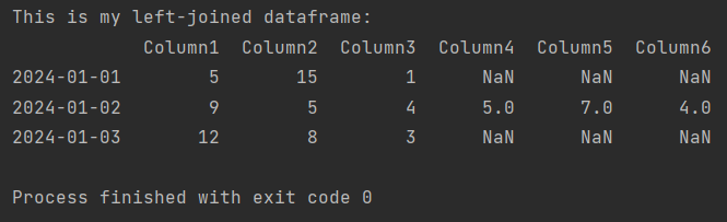 how to left join dataframes with different size