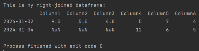 how to right join dataframes with different size